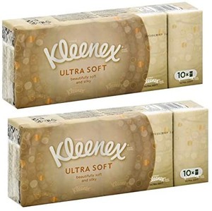 lot 21556 image: Kleenex Ultra Soft 3 ply Pocket Facial Tissues-Beautifully Strong, Soft and Silky-Elegant Beige packages-Total 20 Individual Packages