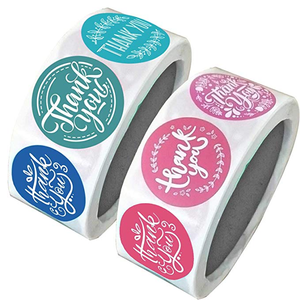 lot 21562 image: 1.5 thank you stickers on rolls. 1000 count