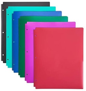 lot 21588 image: comix Plastic Folders W Pockets 2 Pocket Folder 3 Hole Punch Letter Size School Binder