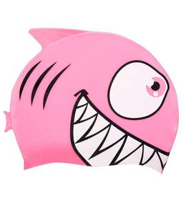 lot 21609 image: Cartoon Shark Silicone Swim Cap Jr. lt pink