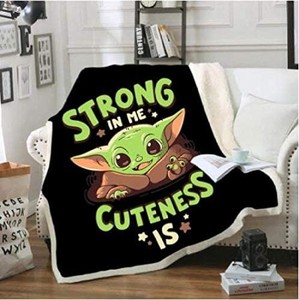lot 21653 image: Throws Throw Blanket Baby Yoda 3D Velvet Plush Blanket Bedspread Kids Girls Sherpa Quilt slight varies see last picture