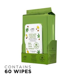 lot 21659 image: Vivo Per Lei Hemp Face Wipes for Oily Skin - Facial Cleansing Wipes with Hemp Seed Oil 60 Wipes
