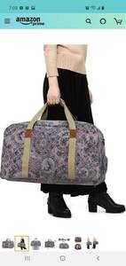 lot 31243 image: Kemys Canvas Duffle Bag Women Overnight purple heather colapsable leather trim