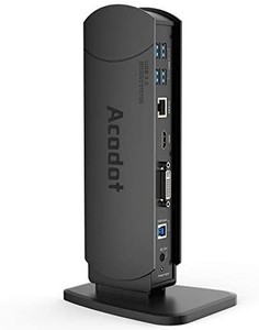 lot 31253 image: Docking Station for Laptop of USB 3.0, Acodot Universal Dual Monitor Dock for Windows MacBook OS Nintendo Switch, with Dual HDMI DVI VGA 6 USB Ports Gigabit Ethernet Audio
