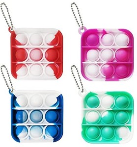 lot 21681 image: Clanam 4Pcs Mini Push pop Bubble Sensory Fidget Toy, Anxiety Stress Reliever Hand Toys for Kids Adults, Simple Keychain Toy Easily Attaches to Backpack chain not included