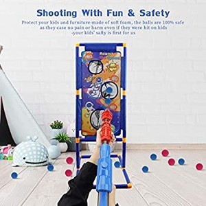 lot 21699 image: Shooting Game Toys - Toy Foam Blasters & Guns - 2pcs Popper Air Guns with Shooting Target for Boys Toys Age 6,7,8,9,10 Years Olds see last picture for actual pattern