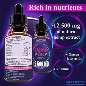 lot 21733 image: Hemp Oil 35 000 MG, 100% Hemp Extract, Natural Dietary Supplement, Supports Anti-Anxiety and Stress Health, Rich in Omega 3 and 6 Fatty Acids for Skin & Hair Health, Vegan Friendly