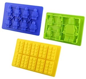 lot 21759 image: Silicone Ice Cube Mold 6pk - Toy Figure Ice Tray Set Rubber Building Blocks Ice Cube Trays Flexible Ice Mold candy making chocolate