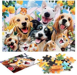 lot 21765 image: 1000 Piece Jigsaw Puzzle for Adults, Cartoon Lovely Pets Puzzle, Kid Dog Jigsaw Puzzle, 1000 Piece Dog Puzzle, cat dpg Puppy Puzzles, Kid Entertainment Dog Puzzle 1000 Piece
