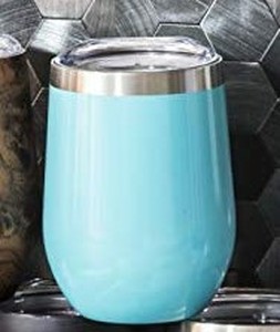 lot 31327 image: Sipworks Stainless Steel Wine Tumbler Double-Wall Vacuum Insulated Stemless Wine Glass with Lid, 12-Ounce Blue