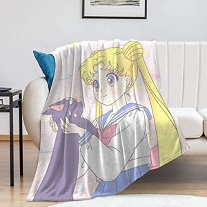 lot 31331 image: CFECUP Lovely Sailor-Moon Blanket Warm Super Soft Flannel Bed Covering for Kids Men Women 50 x 40 in