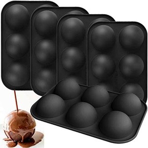 lot 31334 image: 5Pcs Semi Sphere Hot Chocolate Bomb Mold, Half Round Circle Globe Silicone Molds for Cocoa Ball Making Truffle Dome Cake Candy Baking - 6 Holes 2 Inches, Multi Color