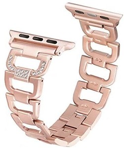 lot 31363 image: Secbolt Bling Bands Compatible with Apple Watch Band 38mm 40mm iWatch Series 6 5 4 3 2 1 SE Women Dressy Jewelry D-link Stainless Steel Wristband Strap, Gold
