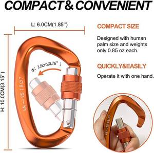 lot 31392 image: 3 Inch 25KN Heavy Duty Caribeaners for Outdoor, Aluminum 2 pack