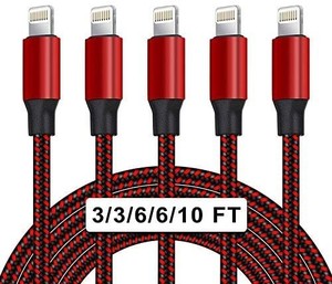 lot 31398 image: Apple MFi Certified 5Pack336610ftNylon Braided iPhone Charger Lightning Cable Compatible iPhone 1211Pro Max11Pro11XSMaxXR and More
