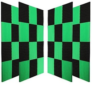 lot 31410 image: 50 Pack -Black Acoustic Panels Studio Foam Wedges 1 X 12 X 12 (50pack, Black&Green