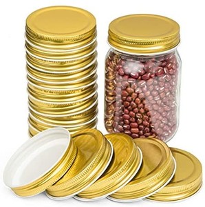 lot 31423 image: Mason Jar Lids, 16 Pack Gold jar lids with Regular Mouth for Mason Cup, Wedding, Party - Leak Proof and Secure  gold and silver