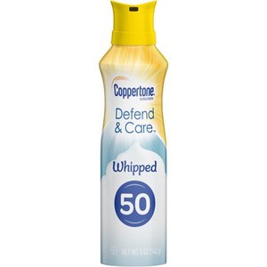 lot 1477 image: Coppertone Defend & Care Sunscreen Whipped Lotion SPF 50, 5 oz