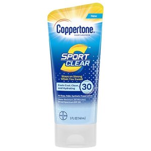 lot 1480 image: Coppertone Sport Clear SPF 30 Dye Free & PABA Free Lotion (5 fl. oz)