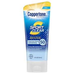 lot 1487 image: Coppertone Sport Clear SPF 50 Sunscreen Lotion, 5 Ounce