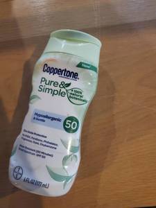 lot 1499 image: Coppertone Pure & Simple Adult SPF 50 Lotion, 6 fl oz
