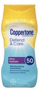 lot 1525 image: Coppertone Defend & Care Ultra Hydrate Sunscreen Lotion SPF 50