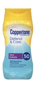 lot 1526 image: Coppertone Defend & Care Ultra Hydrate Sunscreen Lotion SPF 50