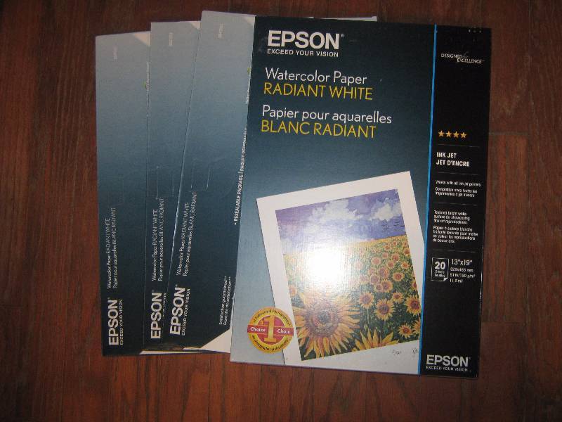 lot 5017 image: 4 ct. lot Epson Water Color Paper Radiant White 13 x 19, 20 sheets per package