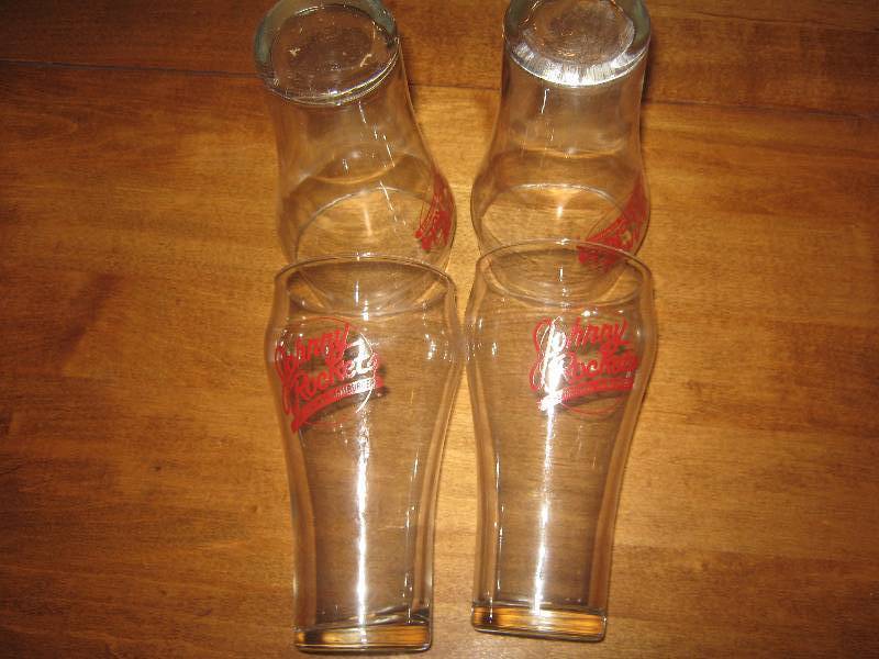 lot 5026 image: 4 ct. lot Johnny Rocket original Hamburger red litho Anchor Hocking soda glasses