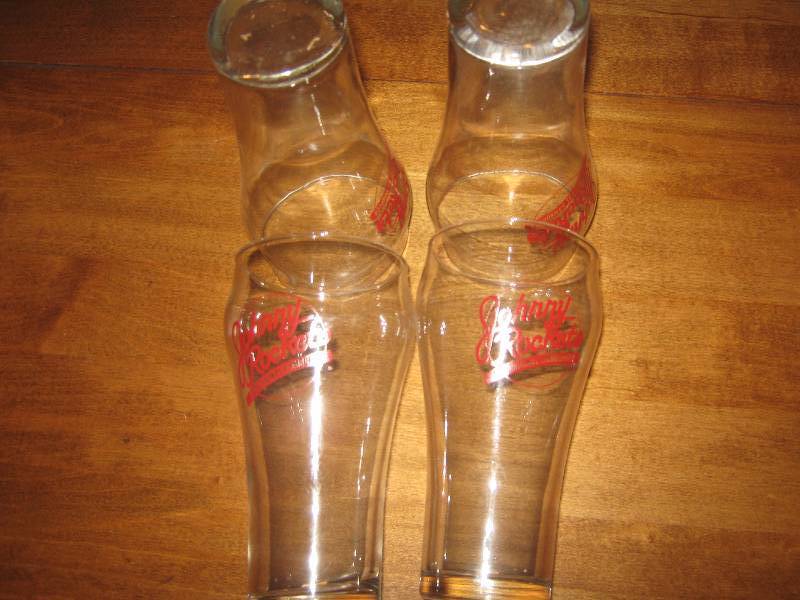lot 5028 image: 4 ct. lot Johnny Rocket original Hamburger red litho Anchor Hocking soda glasses