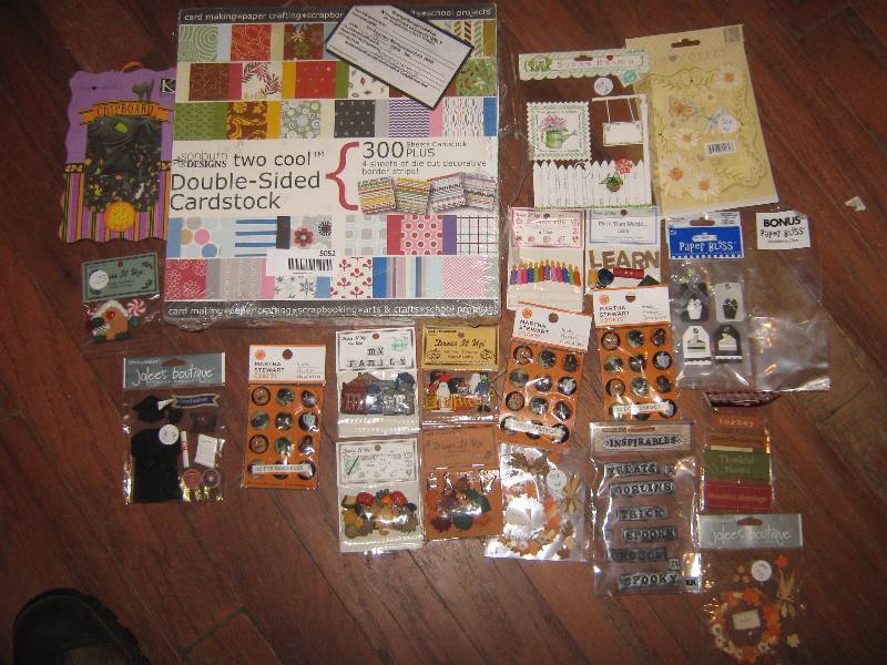 lot 5052 image: Large lot of scrapbooking stuff chipboard letter, buttons, stickers card stock