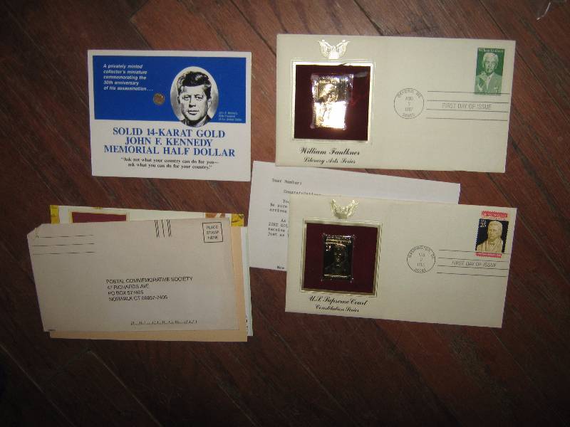 lot 5049 image: Collectible lot of Gold stamps and half dollar
