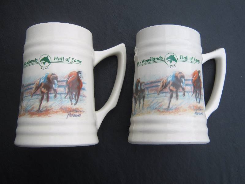 lot 5065 image: 2 ct. lot Woodlands Hall of Fame 1992 Steins, Parsons