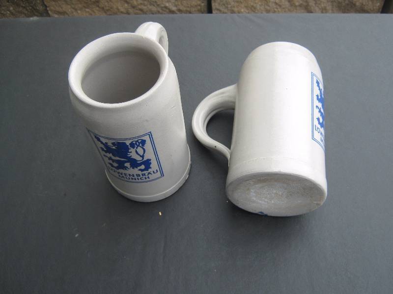lot 5068 image: 2 ct. lot Lowenbrau Munich, Liter Steins Made in Germany