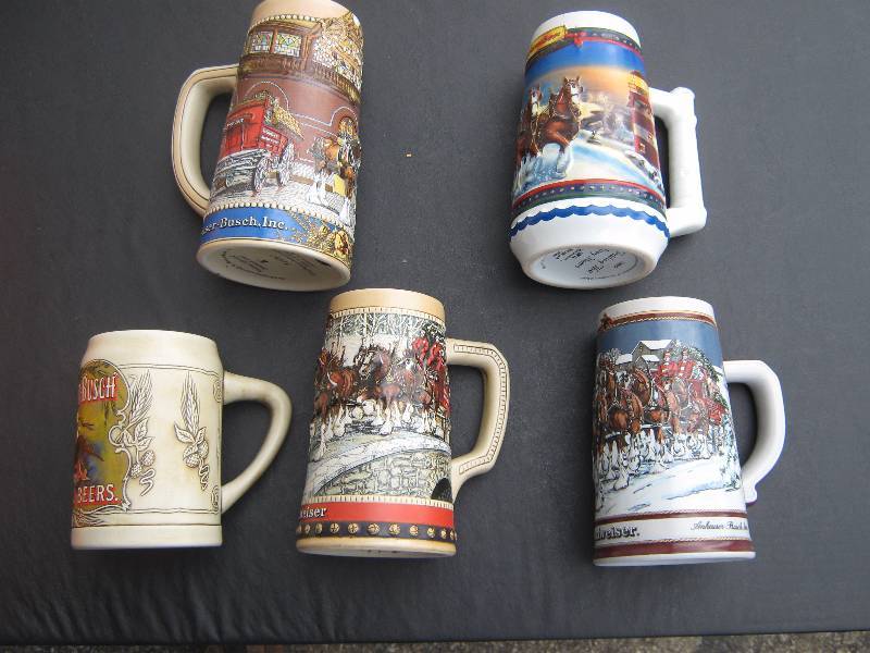 lot 5070 image: 5 ct. lot Budweiser Anheuser Busch Collectible Steins