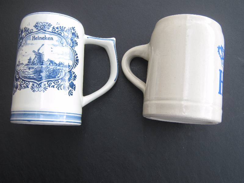 lot 5073 image: 2 ct. lot Beer Steins Heineken, HB