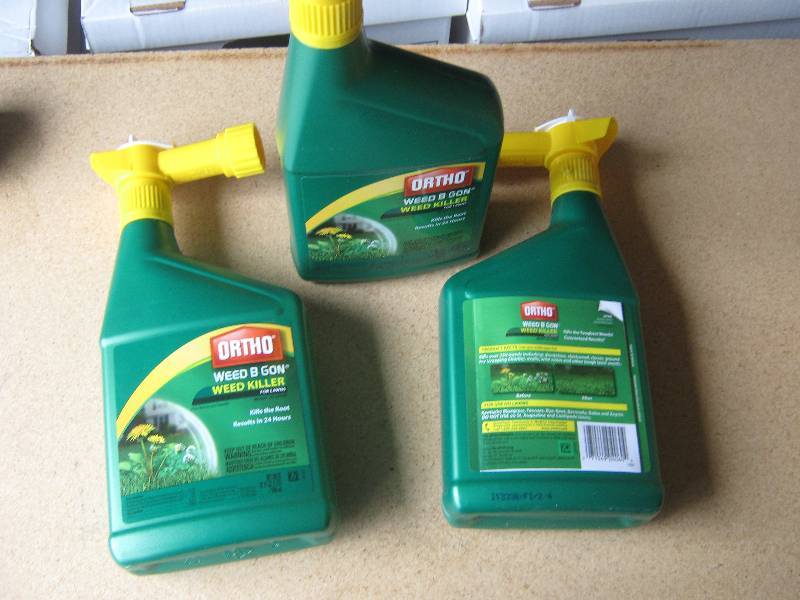 lot 5096 image: 3 ct. lot Ortho Weed B Gon Weed Killer for lawns 32 oz. plastic bottles ready to spray 8-10,000 sq. ft. area per bottle