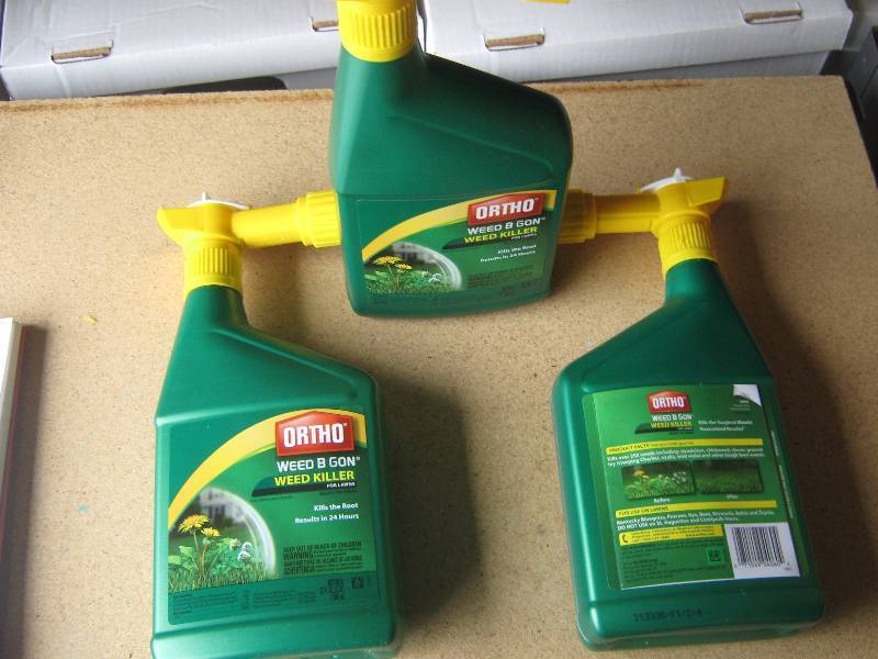 lot 5101 image: 3 ct. lot Ortho Weed B Gon Weed Killer for lawns 32 oz. plastic bottles ready to spray 8-10,000 sq. ft. area per bottle