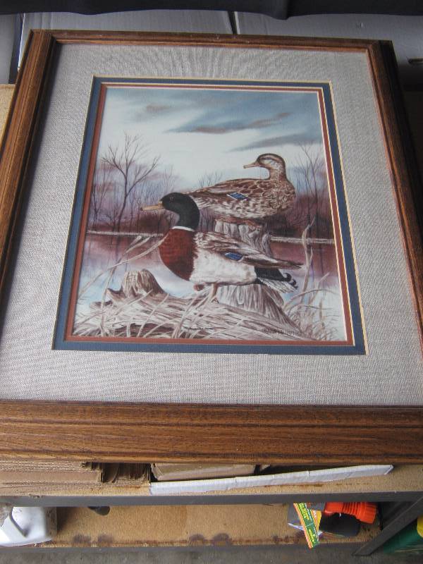 lot 5109 image: Wanda Mumm Print Woodland Duck pair 1987 framed, matted measures 22 x 19 with frame