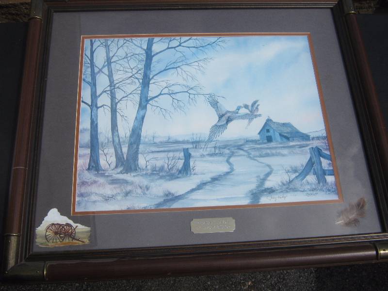 lot 5130 image: Pheasant Farm by Jerry Bishop Professionally framed 27 x 23-12 including frame