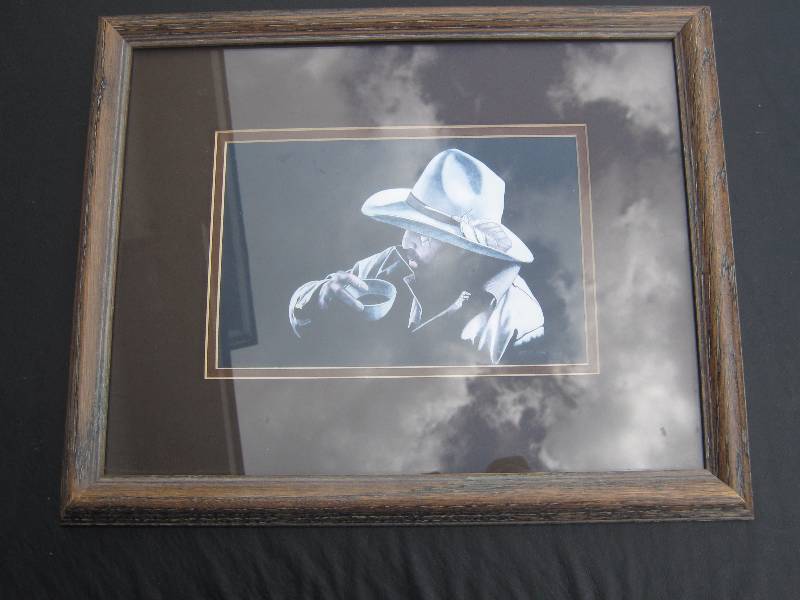 lot 5132 image: Hand signed Jeff St. John Print Cowboy Drinking Coffee