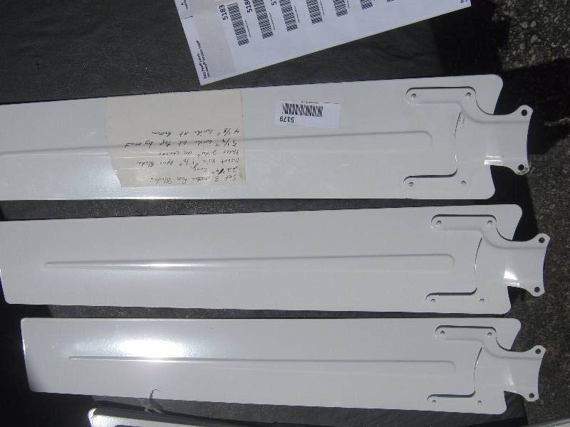 lot 5180 image: 3 ct. lot Industrial Ceiling Fan Metal Blades 22-34 long x 5-14 wide at top- 4-78 wide at the bottom