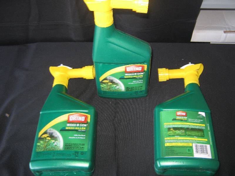 lot 5231 image: 3 ct. lot Ortho Weed B Gon Weed Killer for lawns 32 oz. plastic bottles ready to spray 8-10,000 sq. ft. area per bottle