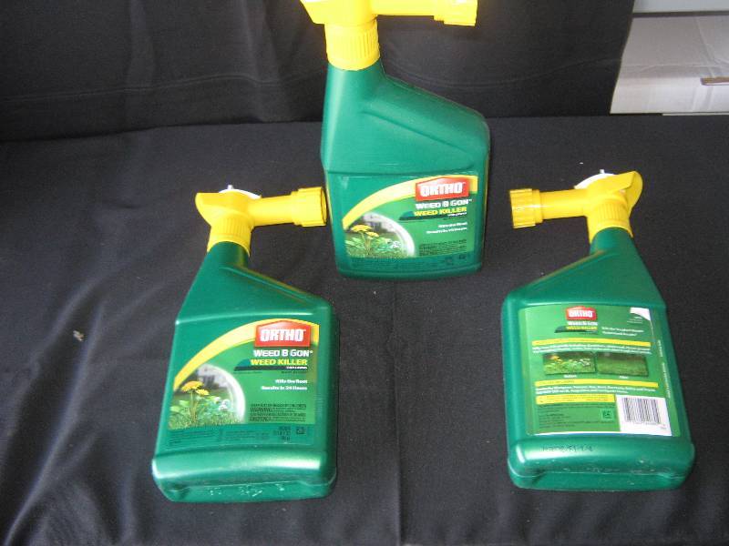 lot 5238 image: 3 ct. lot Ortho Weed B Gon Weed Killer for lawns 32 oz. plastic bottles ready to spray 8-10,000 sq. ft. area per bottle