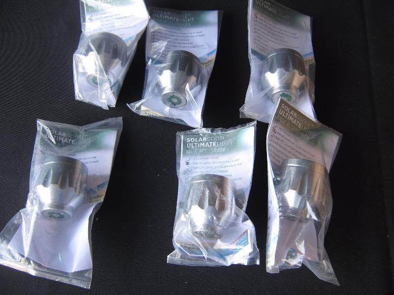 lot 5242 image: 6 ct. lot Solar Goose 1 watt 40 lumen spot base (single ring on head)