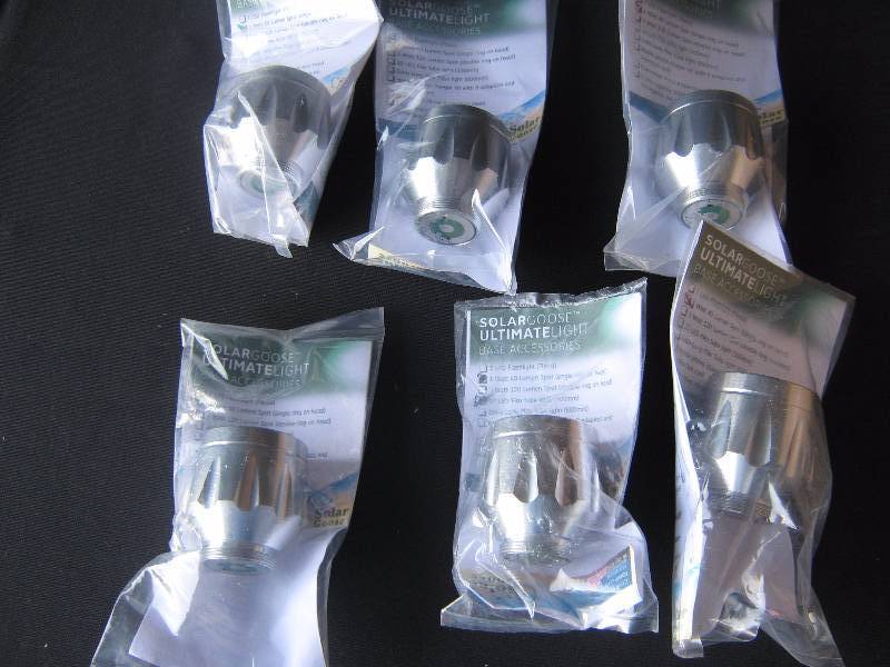 lot 5244 image: 6 ct. lot Solar Goose 1 watt 40 lumen spot base (single ring on head)