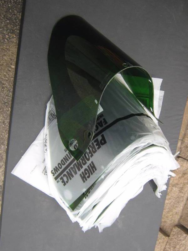 lot 5187 image: 25 ct. lot Honeywell High Performance Face Shield Windows, Extended View- dark green