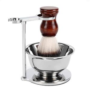 lot 4488 image: SANWA Deluxe Heavyweight Stainless Shaving Brush Razor Stand with Big Soap Bowl and Shave Brush Set,Dad Gifts,boyfriend Gifts,Husband Gifts for Him