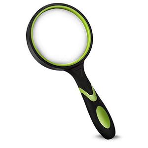 lot 4506 image: Wapodeai Shatterproof Magnifying Glass 4X Handheld Reading Magnifier for Seniors & Kids, 75mm Large Magnifying Lens with Non-Slip Rubber Handle for Reading and Hobbies