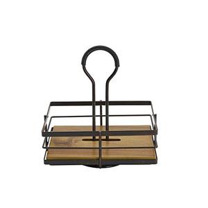 lot 4522 image: Gourmet Basics by Mikasa Nova Acacia Wood Rotating Condiment Caddy, 8.75 Inch, Black,5270309